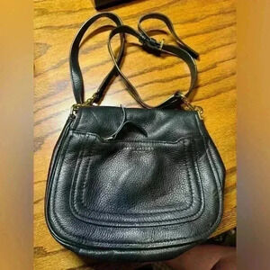 Marc Jacobs Recruit Nomad Black Pebbled Leather Messenger Crossbody Saddlebag